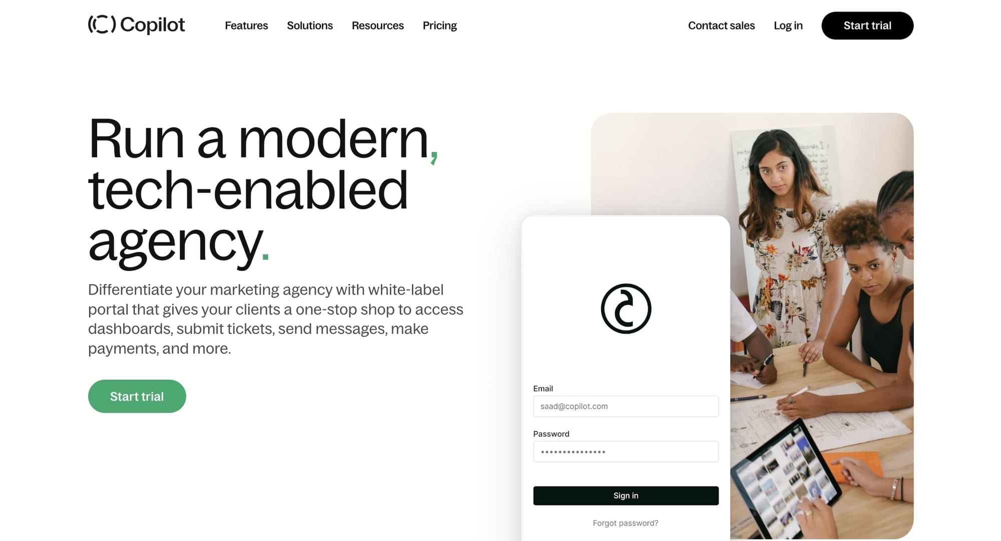 Assembly for marketing agencies landing page